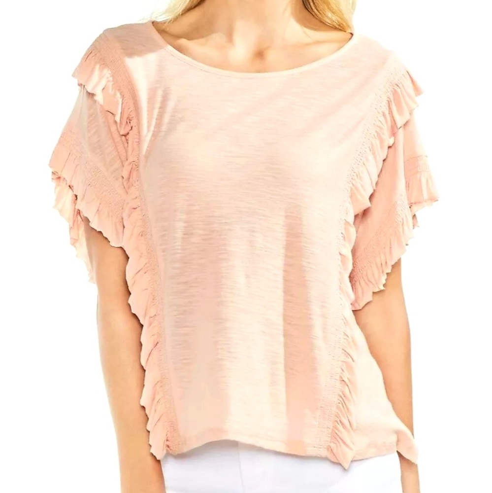 Vince Camuto French peach ruffle large NWT top